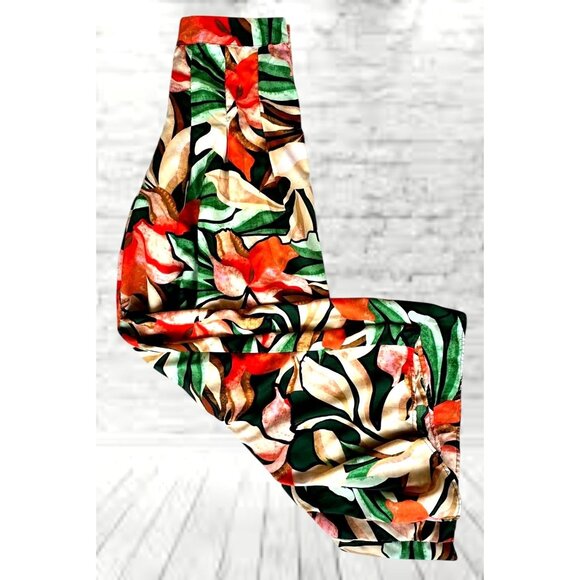 Moon Orchid Palazzo Pants Medium Abstract Festive High Waist Cruise Islands EUC - Picture 2 of 12